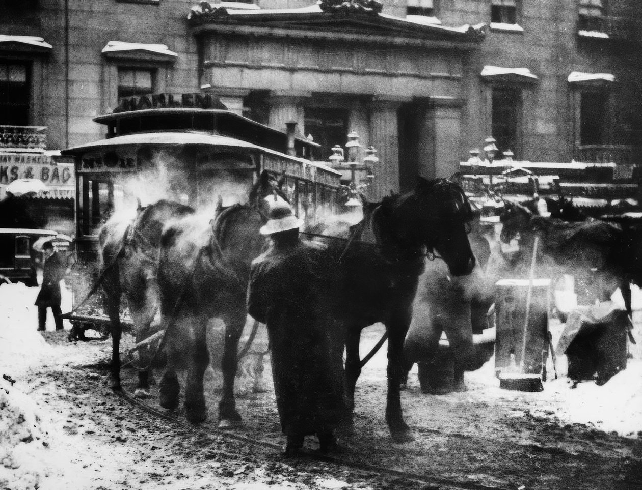 Pferdebahn New Yorkissa, 1892 / Kuva. tekijältä Alfred Stieglitz