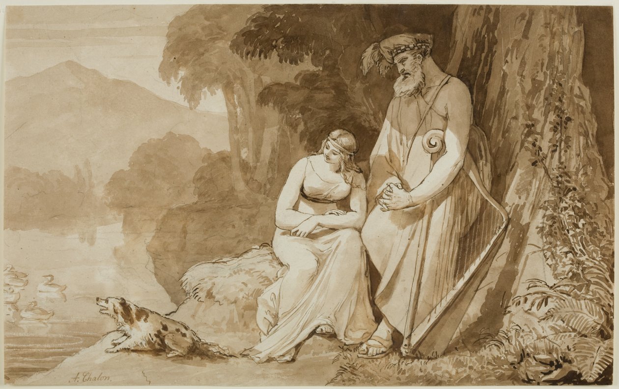 Kuvitus teokseen "The Lady of the Lake" (muste paperille) tekijältä Alfred Edward Chalon