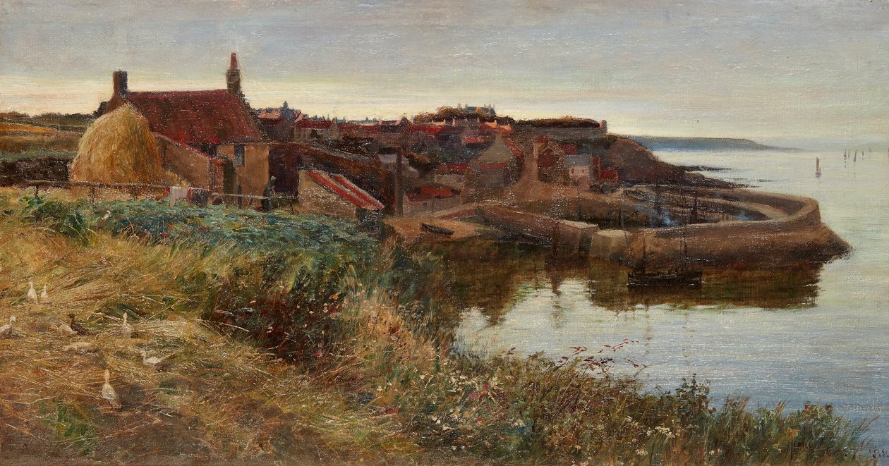 Crail Harbor At Dusk (öljy kankaalle) tekijältä Alfred East