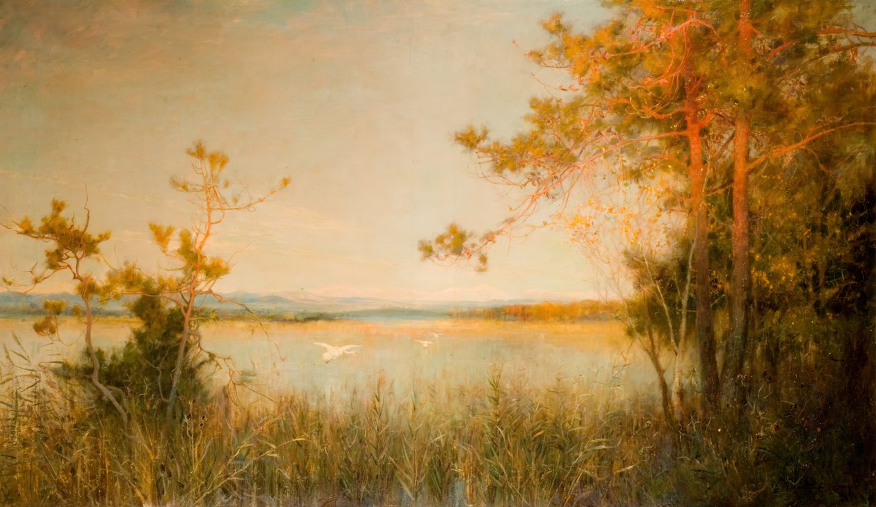 Reedy Mere And Sunlit Hills, 1890-91. tekijältä Alfred Edward East