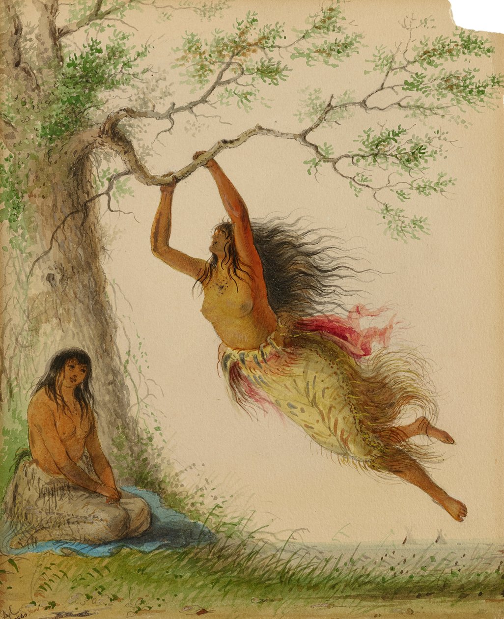 Indian Girls Swinging, 1860. tekijältä Alfred Jacob Miller