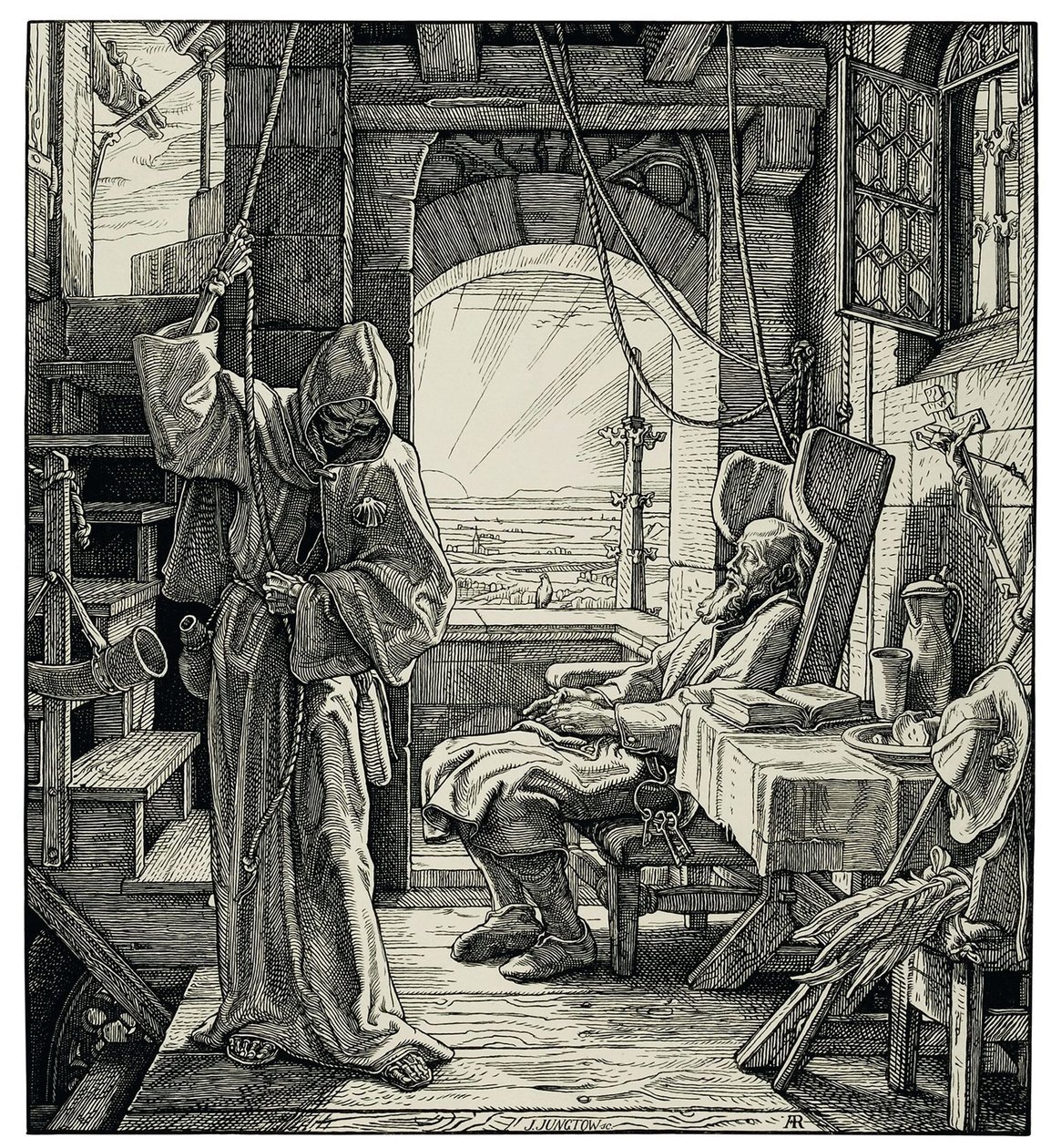 Kuolema ystävänä, 1851. tekijältä Alfred Rethel