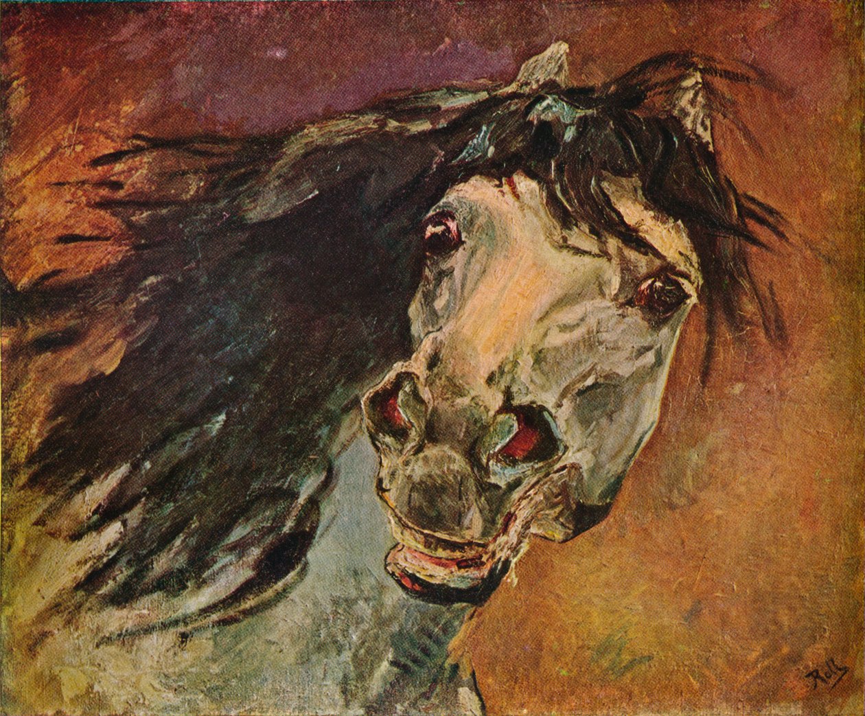 Andalusian Horse Head, c1910 tekijältä Alfred Roll