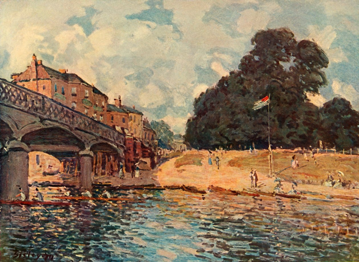 Bridge Hampton Courtissa, 1874, 1937. tekijältä Alfred Sisley