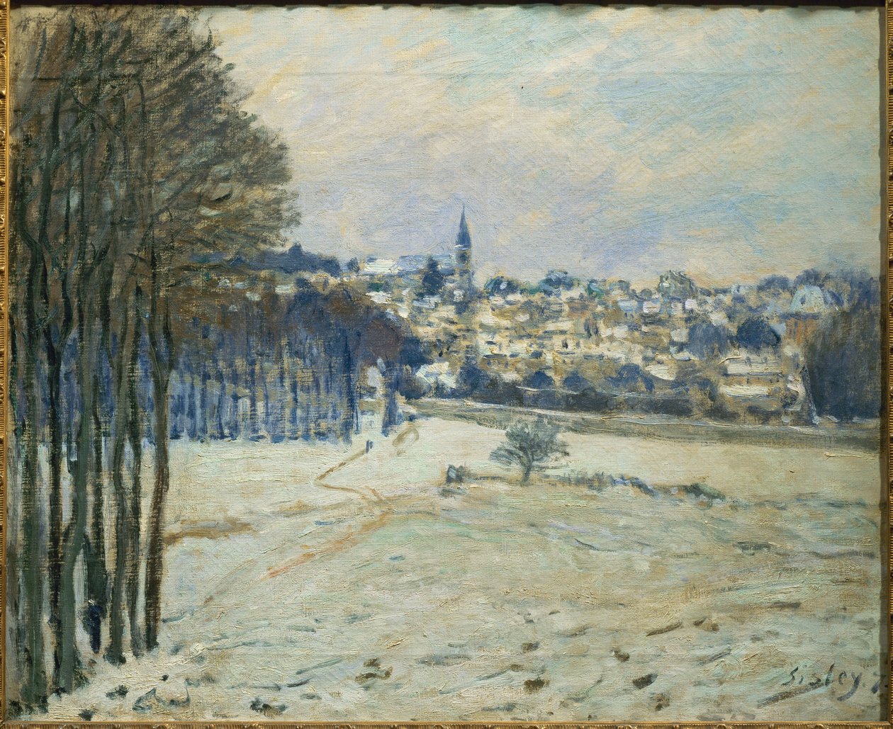 La neige a Marly-le-Roi ... (maalaus kankaalle) tekijältä Alfred Sisley