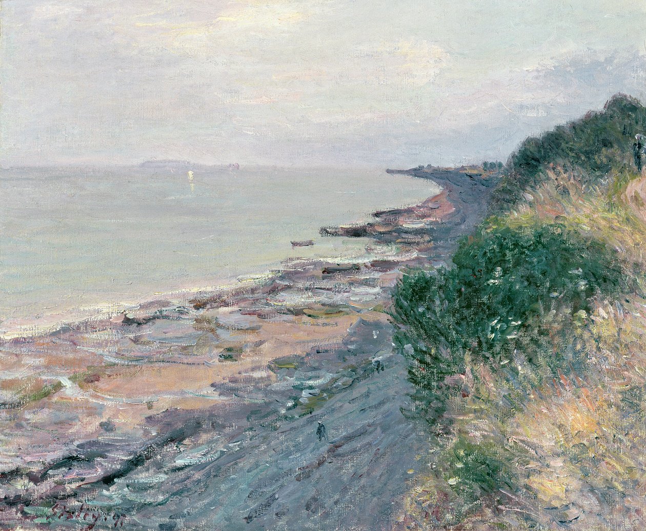 Penarthin kallio, ilta, laskuvesi tekijältä Alfred Sisley