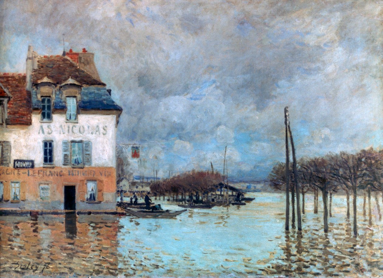 Tulva Port-Marlyssa, 1876 tekijältä Alfred Sisley