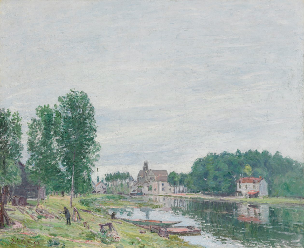 Matratin venetelakka, Moret-Sur-Loing, sateinen sää tekijältä Alfred Sisley