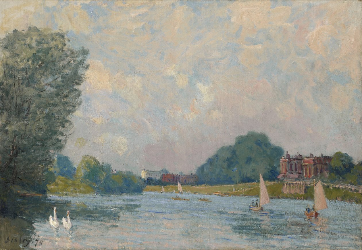 Thames Hampton Courtissa, 1874 tekijältä Alfred Sisley