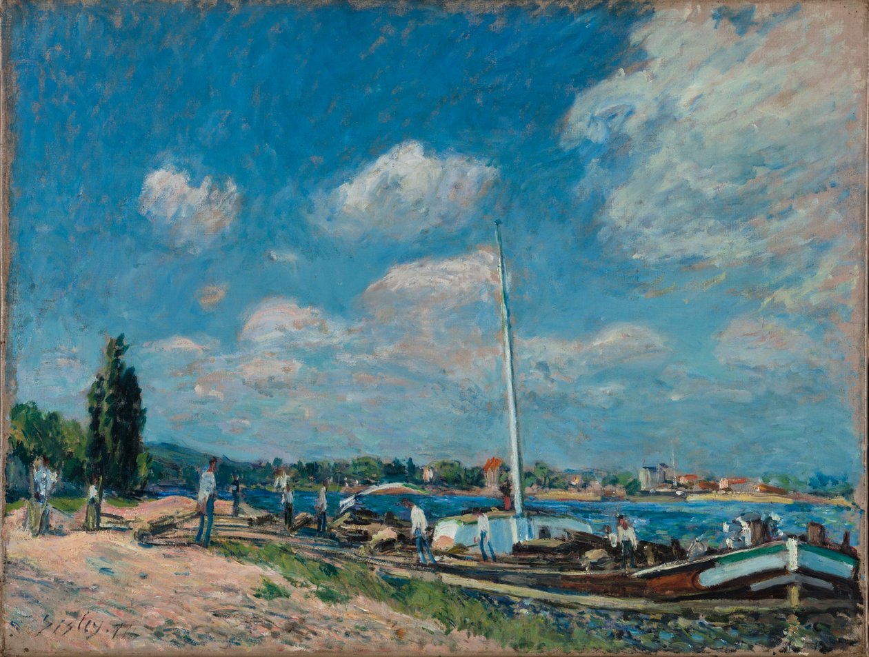 Proomujen purku Billancourtissa, 1877. tekijältä Alfred Sisley