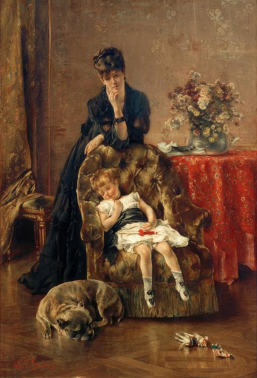 A.Stevens, Nukkuva lapsi tekijältä Alfred Emile Stevens