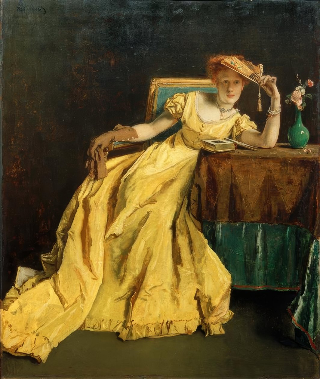A.Stevens, Die Dame Gelbissä tekijältä Alfred Emile Stevens