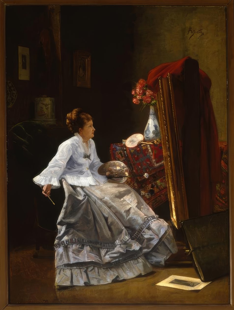 A.Stevens zugeschrieben, Dame ja ihrer Staffelei / Gemälde tekijältä Alfred Emile Stevens