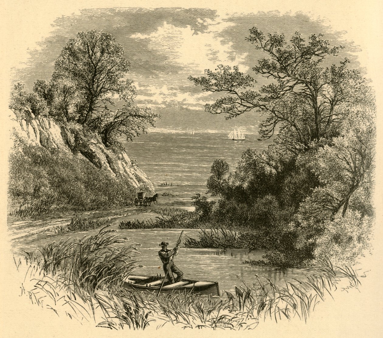 "Glimpse of Lake Michigan", 1874. tekijältä Alfred Rudolph Waud