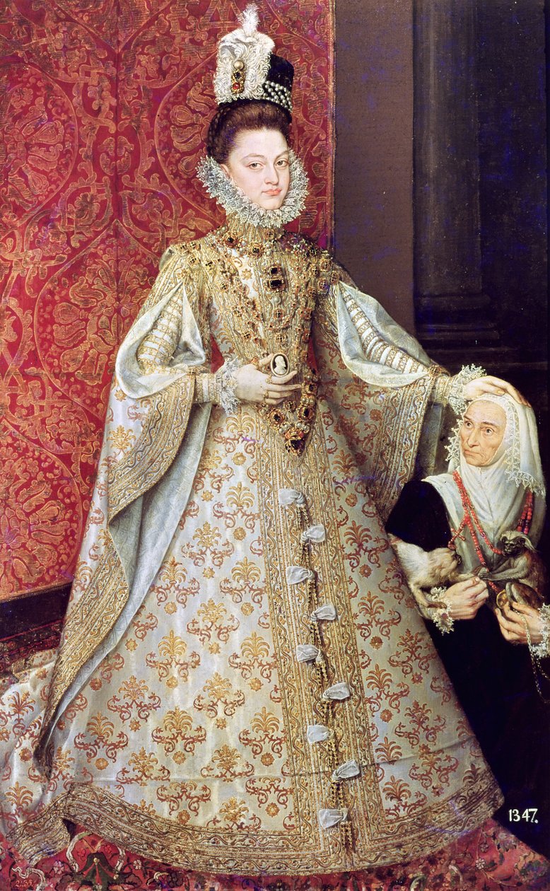 Infanta Isabel Clara Eugenia (1566-1633) kääpiön kanssa, Magdalena Ruiz, n. 1580 tekijältä Alonso Sánchez Coello