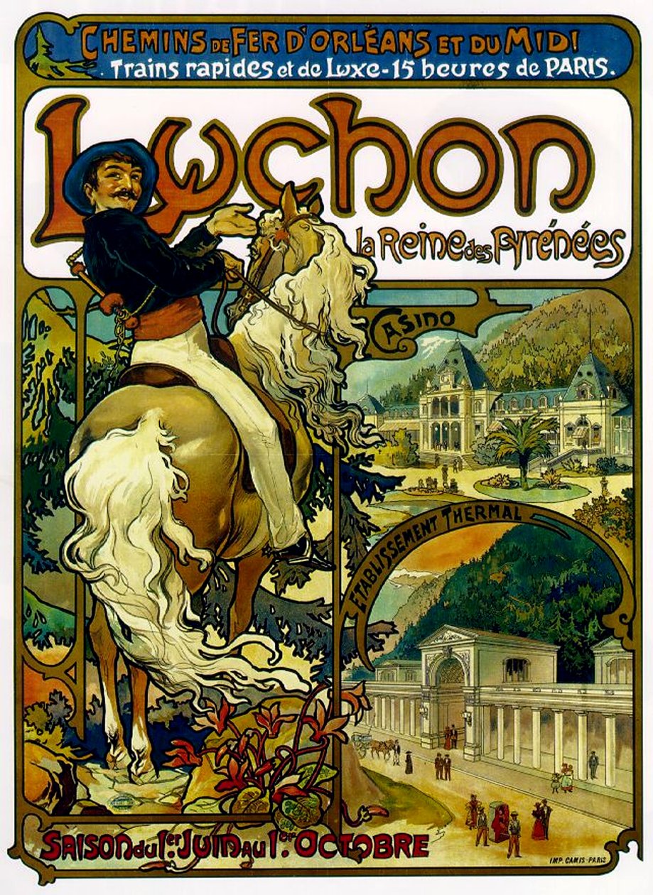 Juliste junalle Luchoniin, Ranskaan, 1895 tekijältä Alphonse Mucha