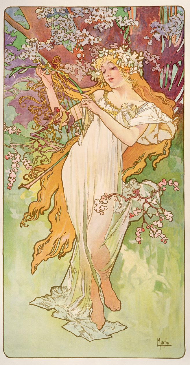 Vuodenajat: Kevät, 1896 tekijältä Alphonse Mucha