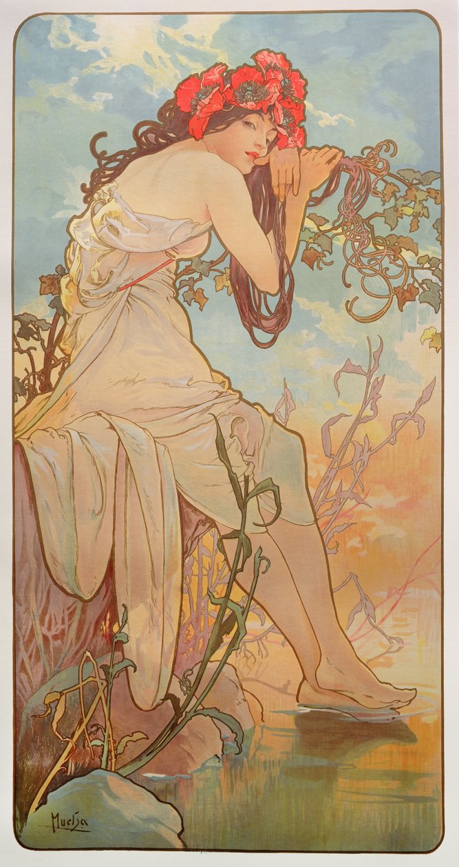 Vuodenajat: Kesä, 1896 tekijältä Alphonse Mucha