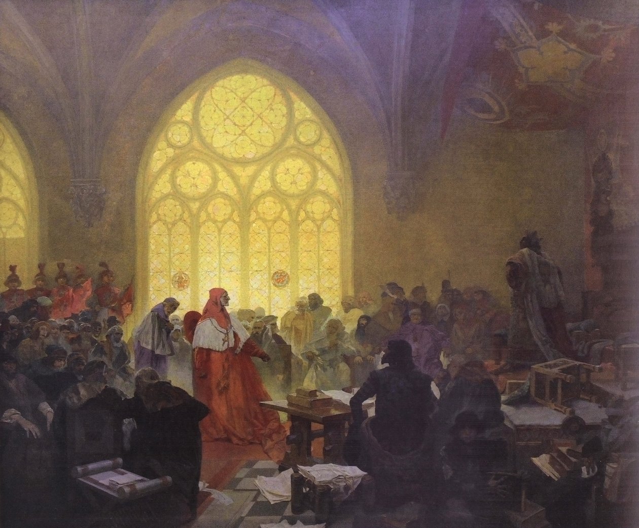 Jiri z Podebrad: kral obojiho lidun Englanti: The Hussite King Jiri of Podebrady and Kunstat: Sopimuksia on noudatettava tekijältä Alphonse Mucha