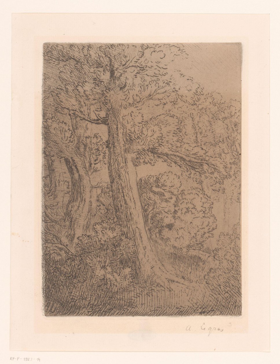 Kaksi puuta tekijältä Alphonse Legros (signed by artist)