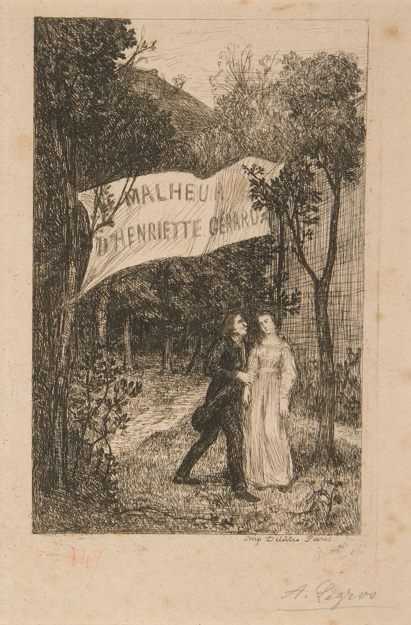2 kuvitusta Le Malheur d tekijältä Alphonse Legros