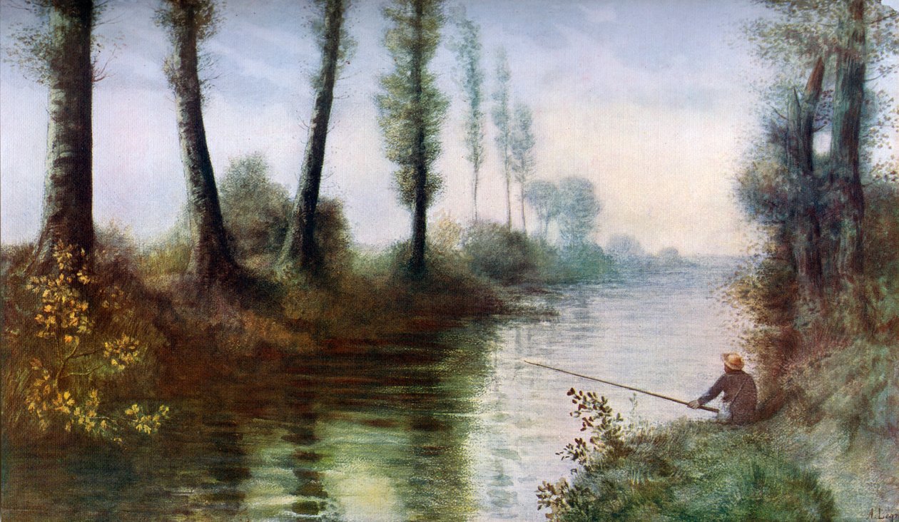 Kanava kalastajan kanssa, c1857-1911, 1912. tekijältä Alphonse Legros