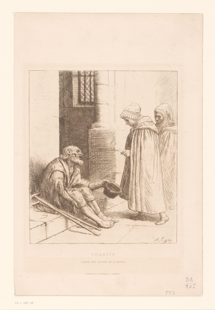 Captaire en una escala Acabament de caritat (títol sobre objecte). tekijältä Alphonse Legros