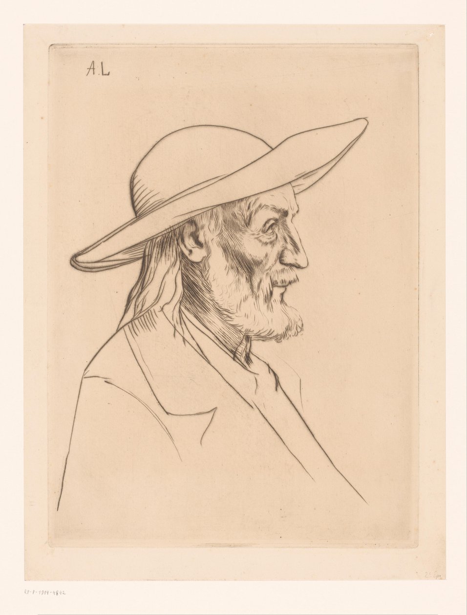 Bretonilainen mies hatulla paysan bretoni tekijältä Alphonse Legros