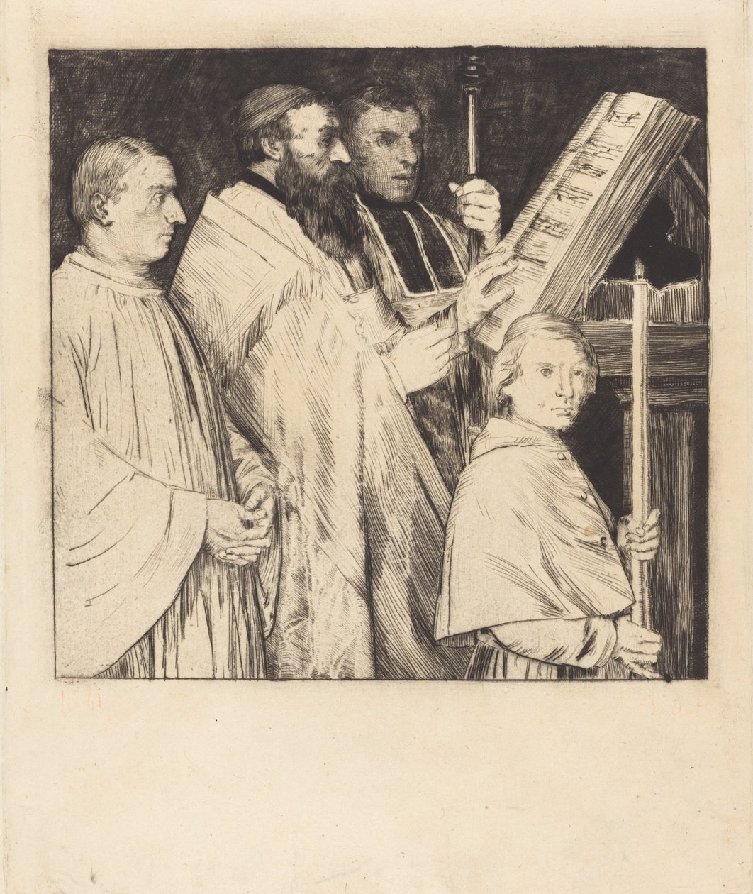 Kuorit, 1. levy (Le lutrin) tekijältä Alphonse Legros