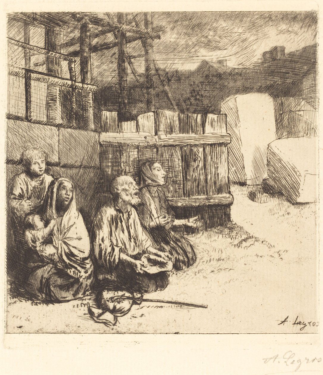 Englannin kerjäläiset Englantilaiset kerjäläiset, 1875. tekijältä Alphonse Legros