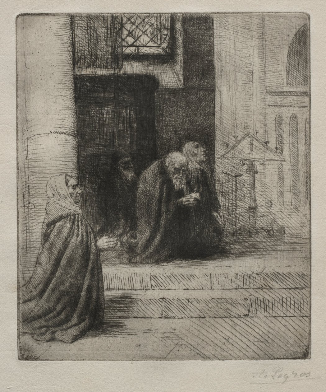 Kirkon sisätilat. tekijältä Alphonse Legros