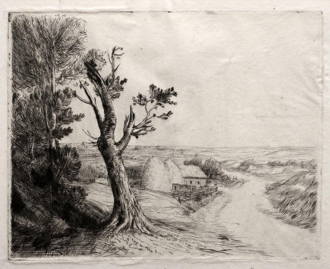 Maisema Strawstacks kanssa tekijältä Alphonse Legros