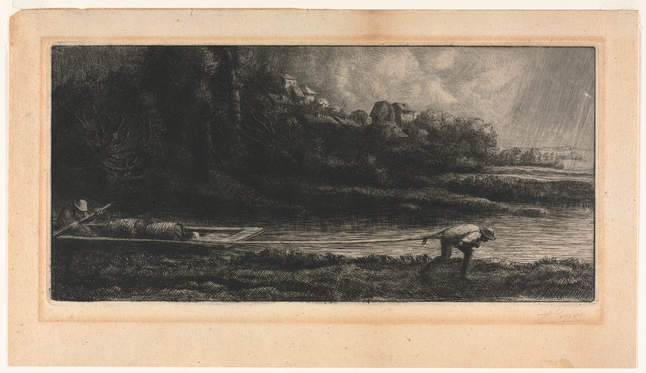 Maisema veneessä tekijältä Alphonse Legros