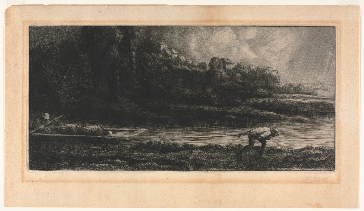Maisema veneen kanssa. tekijältä Alphonse Legros