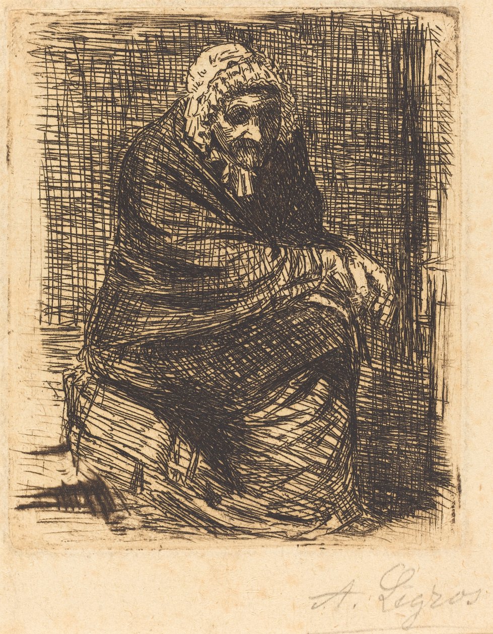 Vanha nainen istuu tekijältä Alphonse Legros