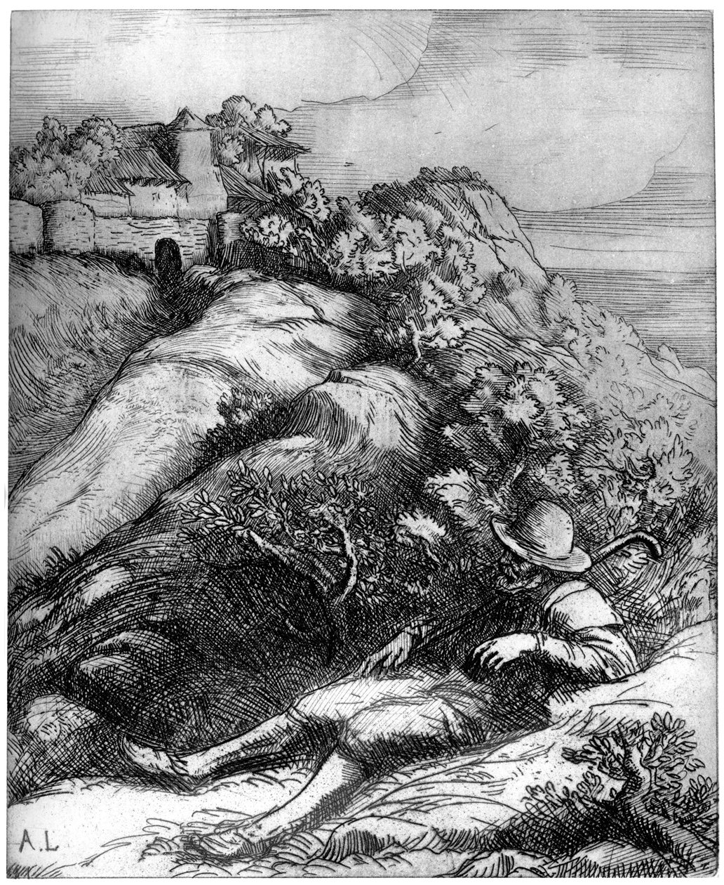Paimen lepää, n. 1860-1910 1924 tekijältä Alphonse Legros