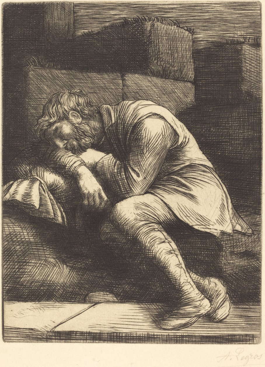 Nukkuva kerjäläinen tekijältä Alphonse Legros
