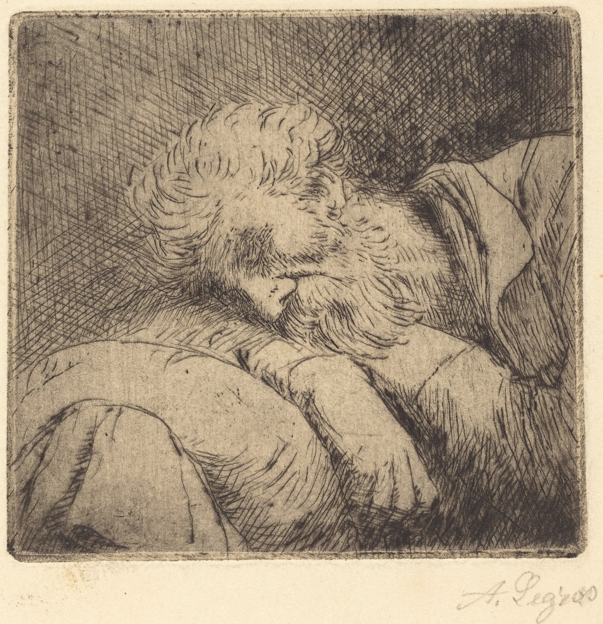 Nukkuva kerjäläinen tekijältä Alphonse Legros