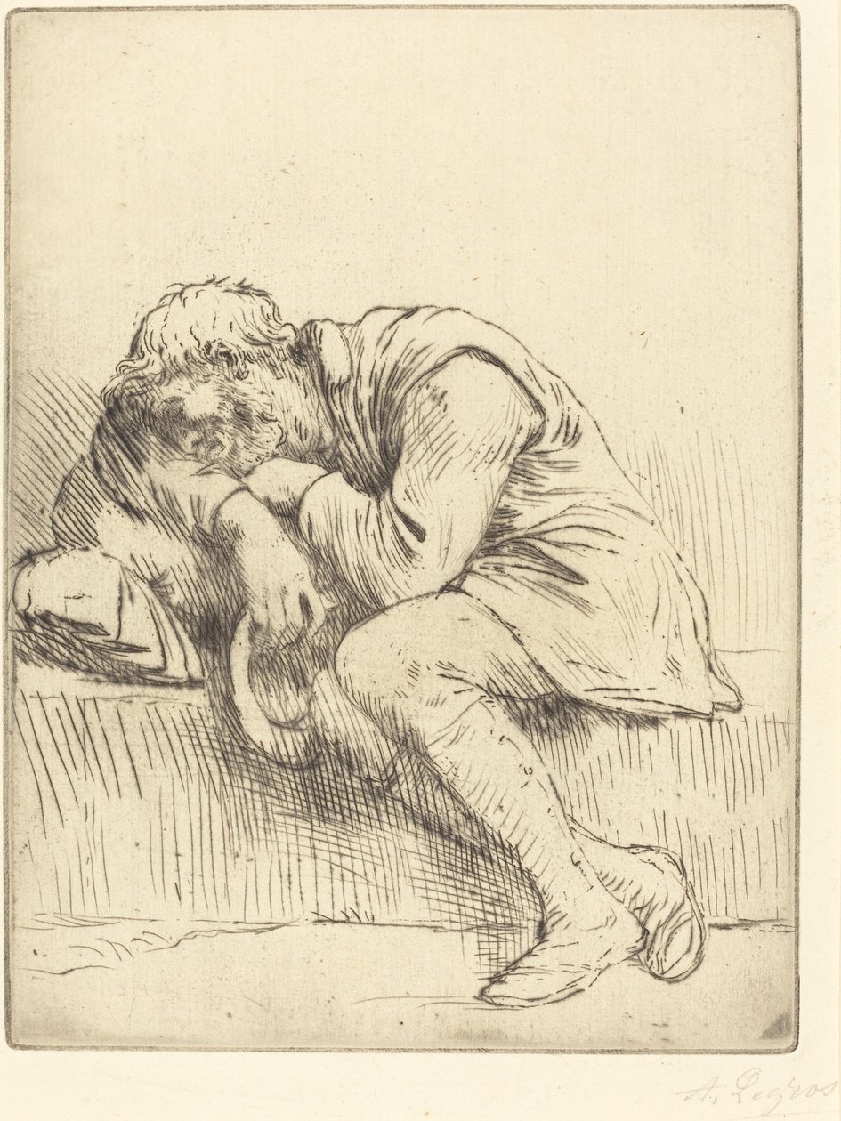 Nukkuva kerjäläinen tekijältä Alphonse Legros