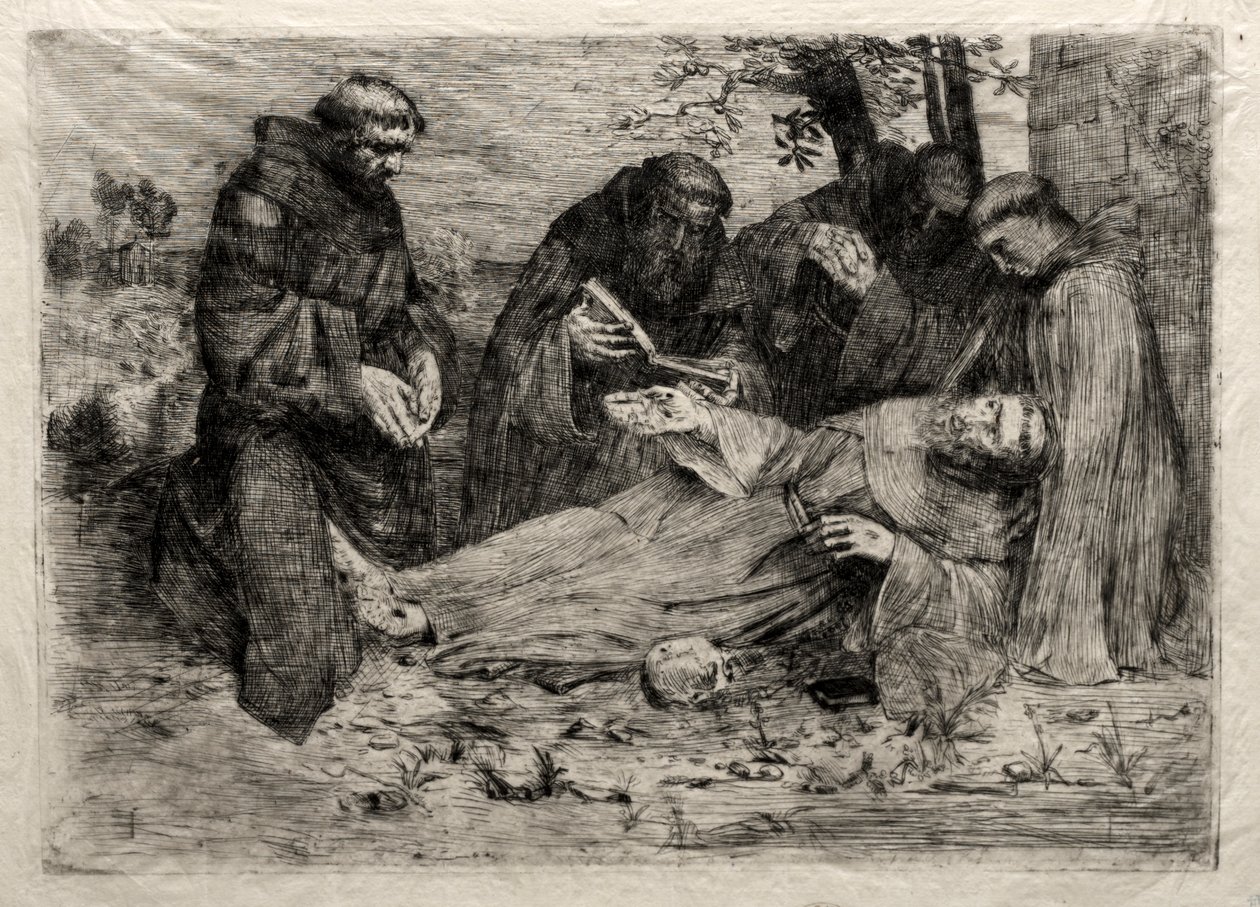 Pyhän Franciscuksen kuolema tekijältä Alphonse Legros