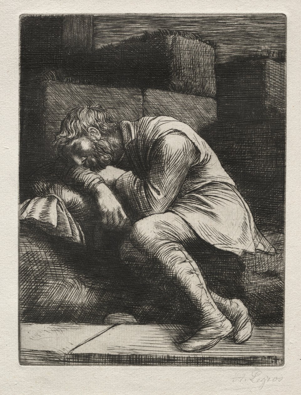 Nukkuva kerjäläinen. tekijältä Alphonse Legros