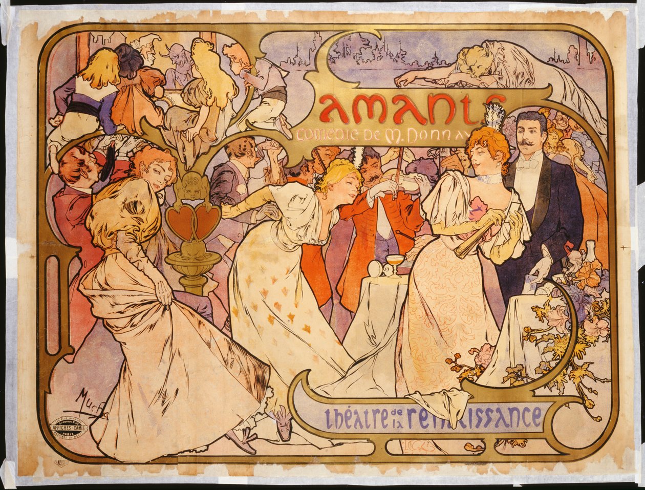 Rakastajat, 1895 tekijältä Alphonse Mucha