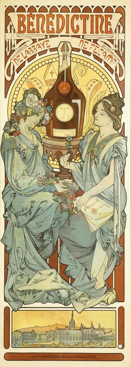 Benediktiini, 1898 tekijältä Alphonse Mucha