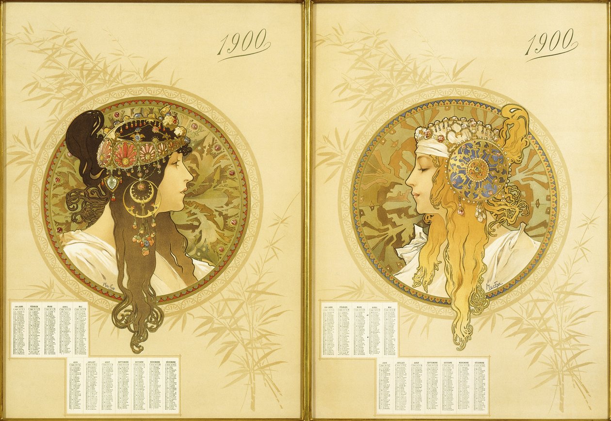 Bysantin päät; Tetes Bysantines, 1900 tekijältä Alphonse Mucha