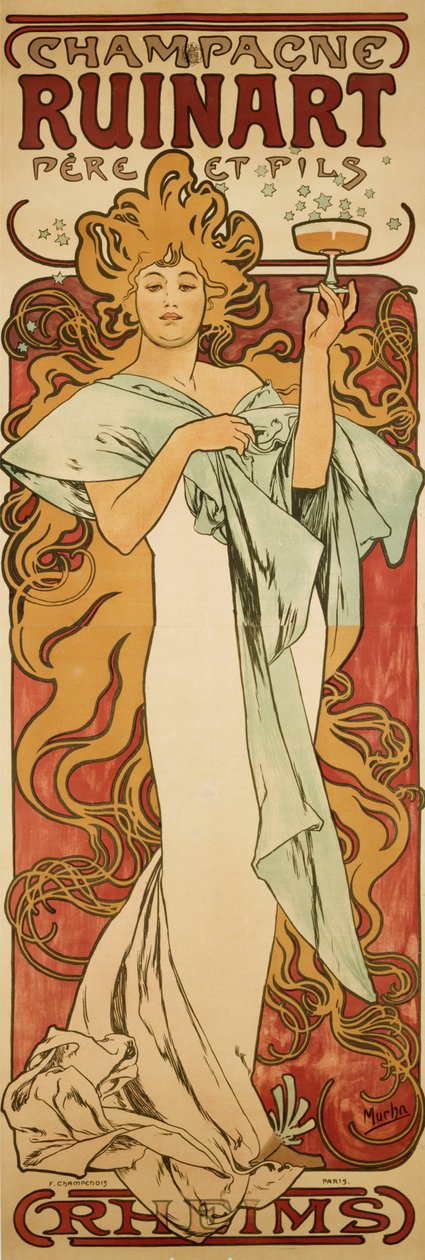 Champagne Ruinart, 1896 tekijältä Alphonse Mucha