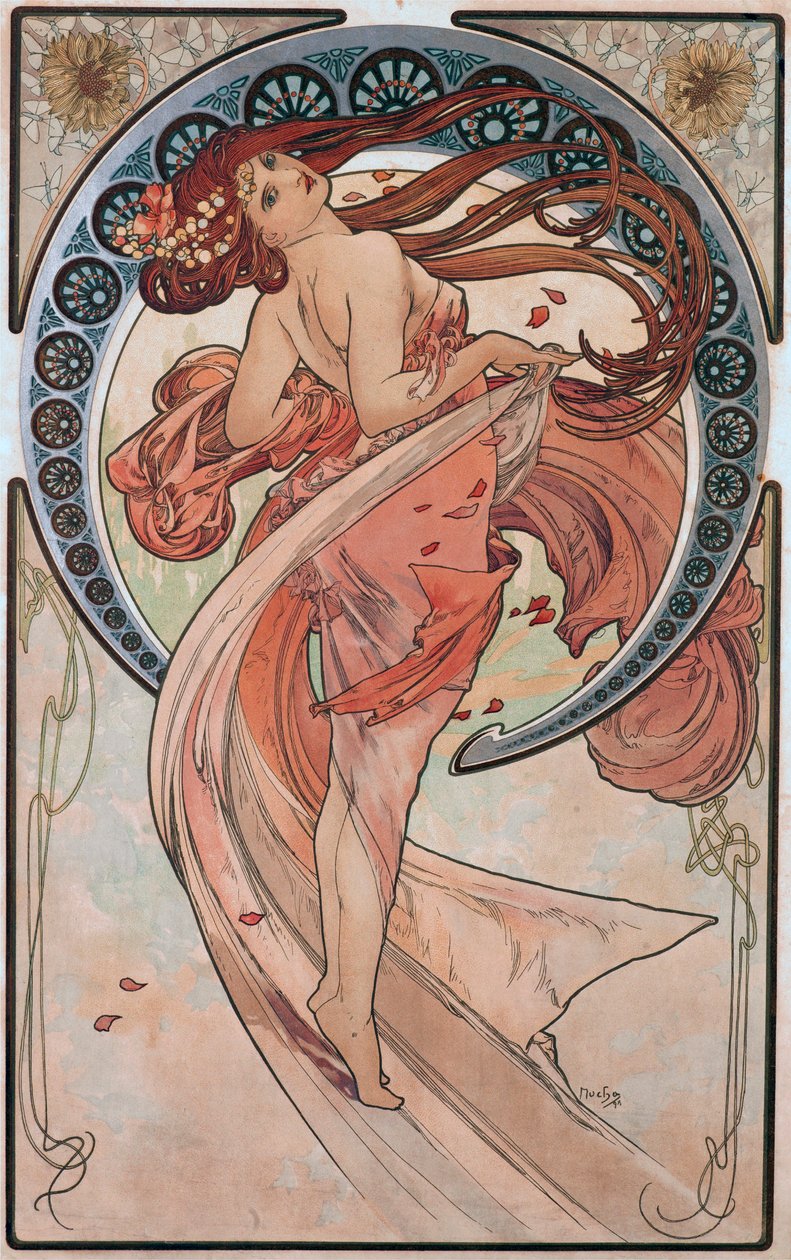Tanssi (Rose) tekijältä Alphonse Mucha