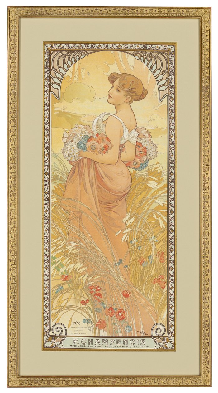 Neljä vuodenaikaa: Kesä, 1900 tekijältä Alphonse Mucha