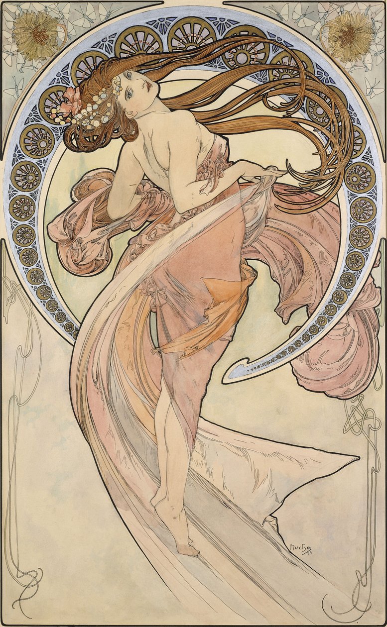 Tanssi, 1898 tekijältä Alphonse Mucha