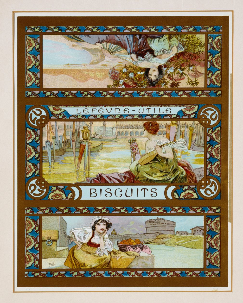 Julistemainos "Lefevre-Utile" keksit, n.1910 tekijältä Alphonse Mucha