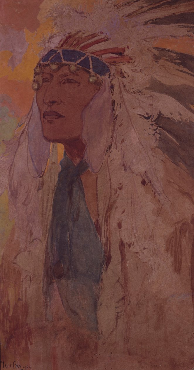 Intiaani, 1904 tekijältä Alphonse Mucha